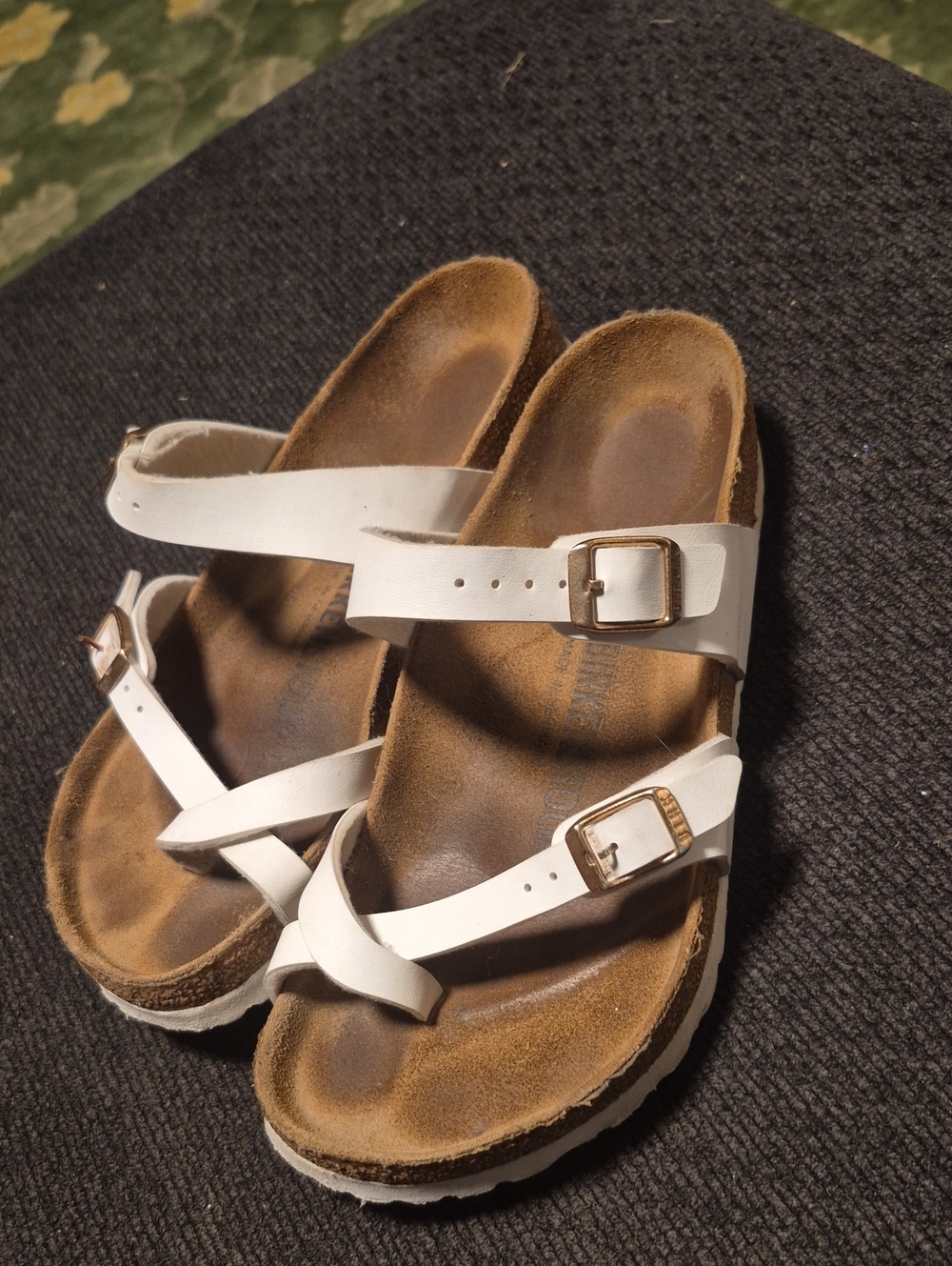 Birkenstock White Strappy Buckle Sandals